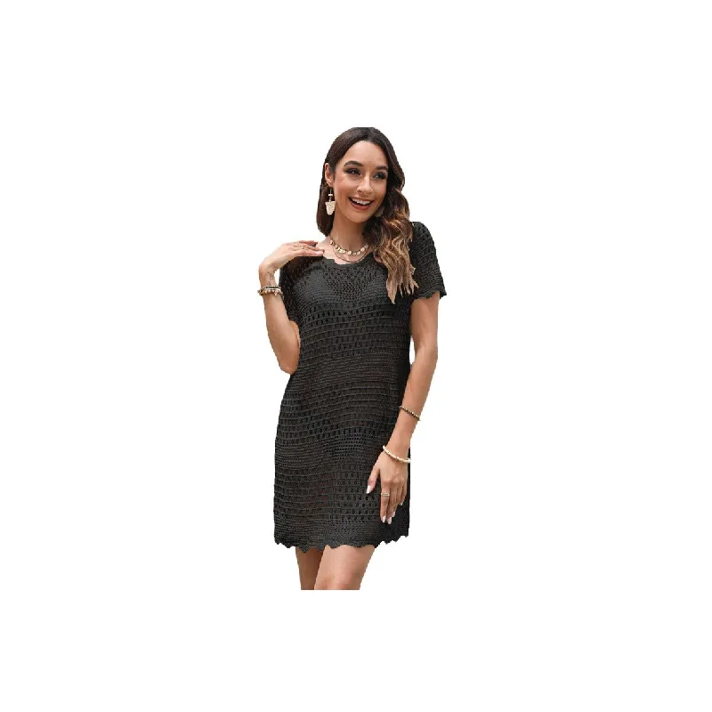 Fashionable Casual Cotton Blended Fabric Shorts Sleeved Dress Women-2