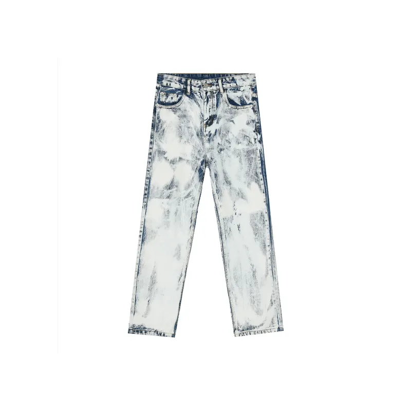 New Arrival Tie Dye Loose Retro Straight Leg Denim Pants