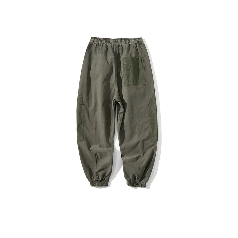 Retro Contrast Stitching Patch Decorative Jogger Pants-1