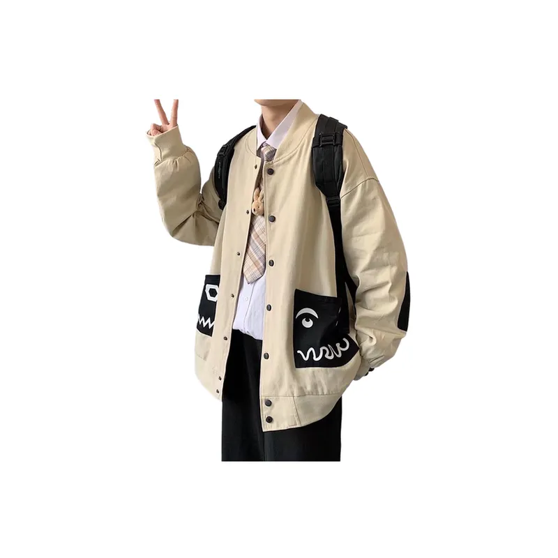Large Size Loose Jacket with Contrast Colors-0