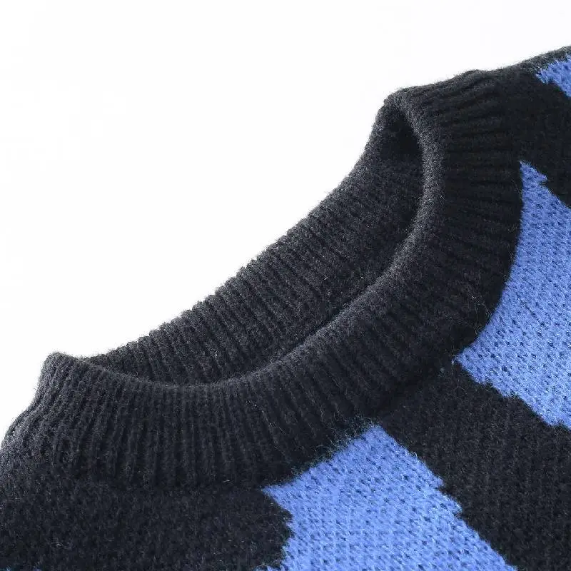 Contrast Color Retro Sweater-2