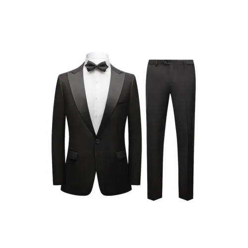 Business Plain Cotton Blended Fabric Suit