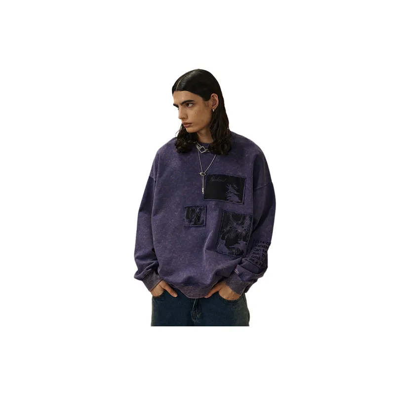 New Cloth Letter Loop Simple Loose Dropped Shoulder Sweatshirt-8