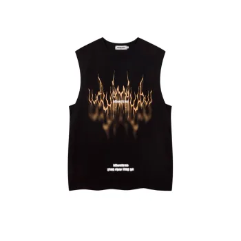 High Street Tide Abstract Flame Print Casual Sports Vest