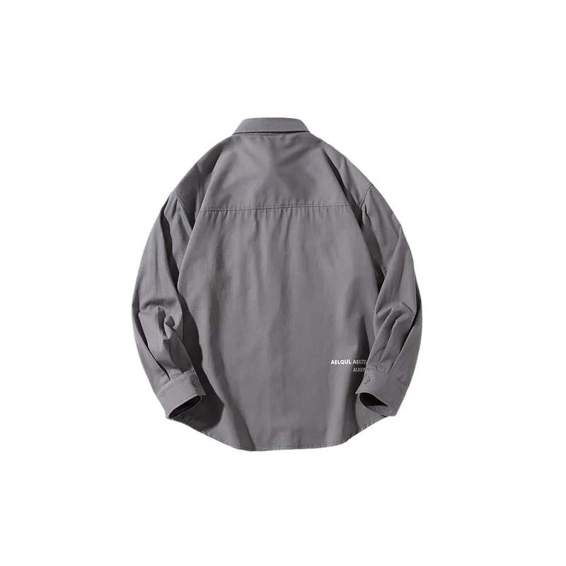 Casual Plain Long Sleeve Shirt-5