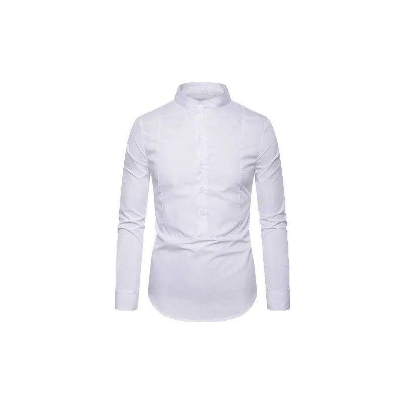 Fashionable Plain Blended Synthetic Fabrics Shirt-2