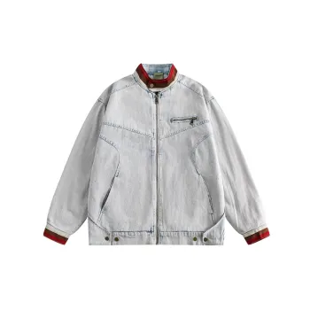 3D Cut Washed Denim Jacket