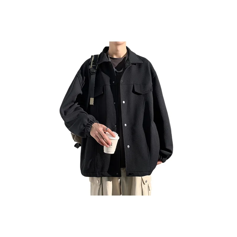 Plain Fashionable Blended Synthetic Fabrics Jacket-0