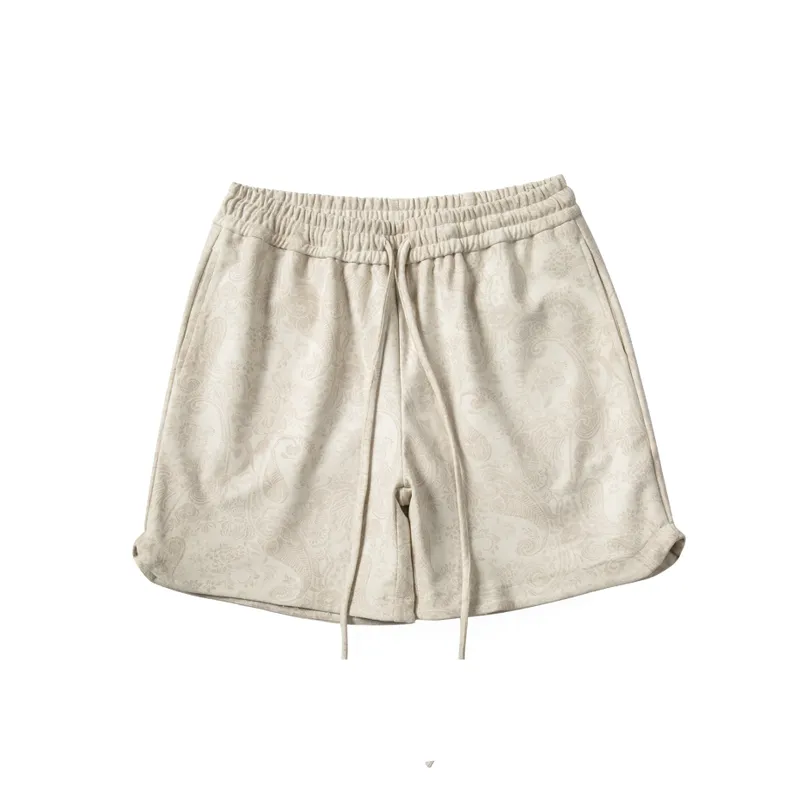 Suede Cashew Flower Printed Shorts