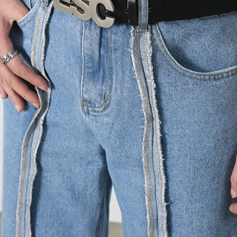 Washed Straight Leg Jeans-3