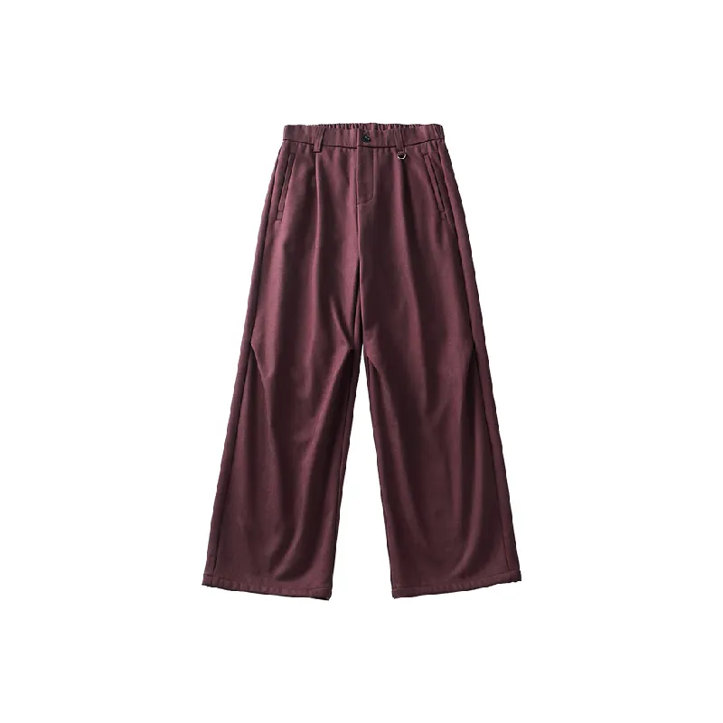 Fashionable Loose Straight Leg Cotton Blended Fabric Casual Pants-0