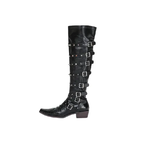 Punk Studded Knee-High Boots