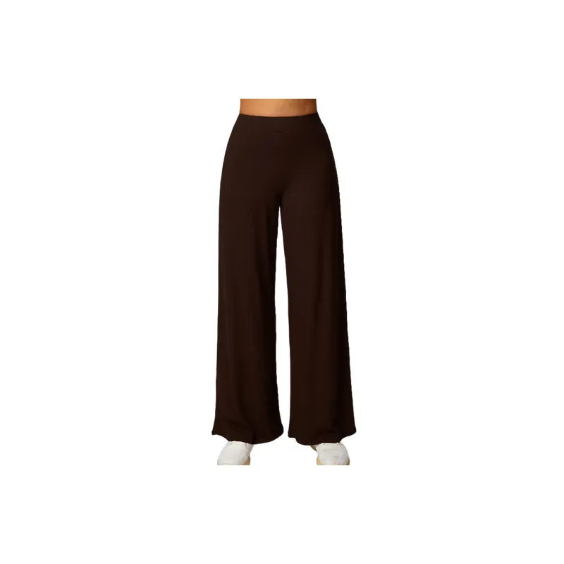 Sporty Loose Rayon Ribbed Fabric Casual Pants Women-4