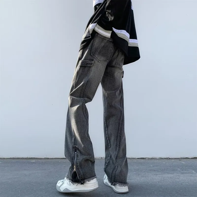 Fashionable Zipper Jeans-1