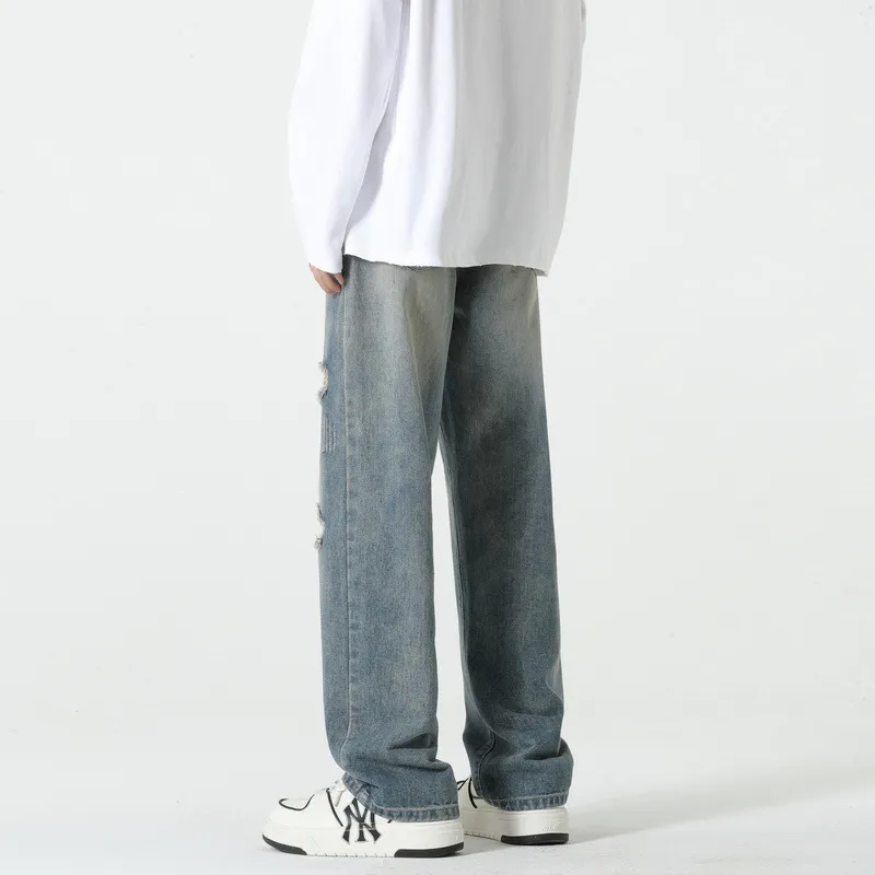 Simple Casual Washed Jeans-3