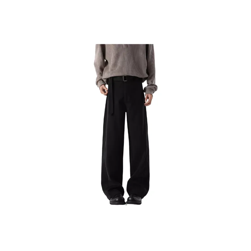 Casual Retro Polyester Suit Trousers-2