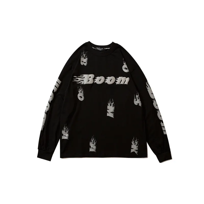 Fashion Loose Straight Long Sleeve T shirt-0