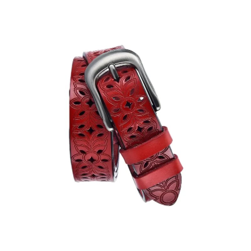 Retro Plain Leather Belt Women-0