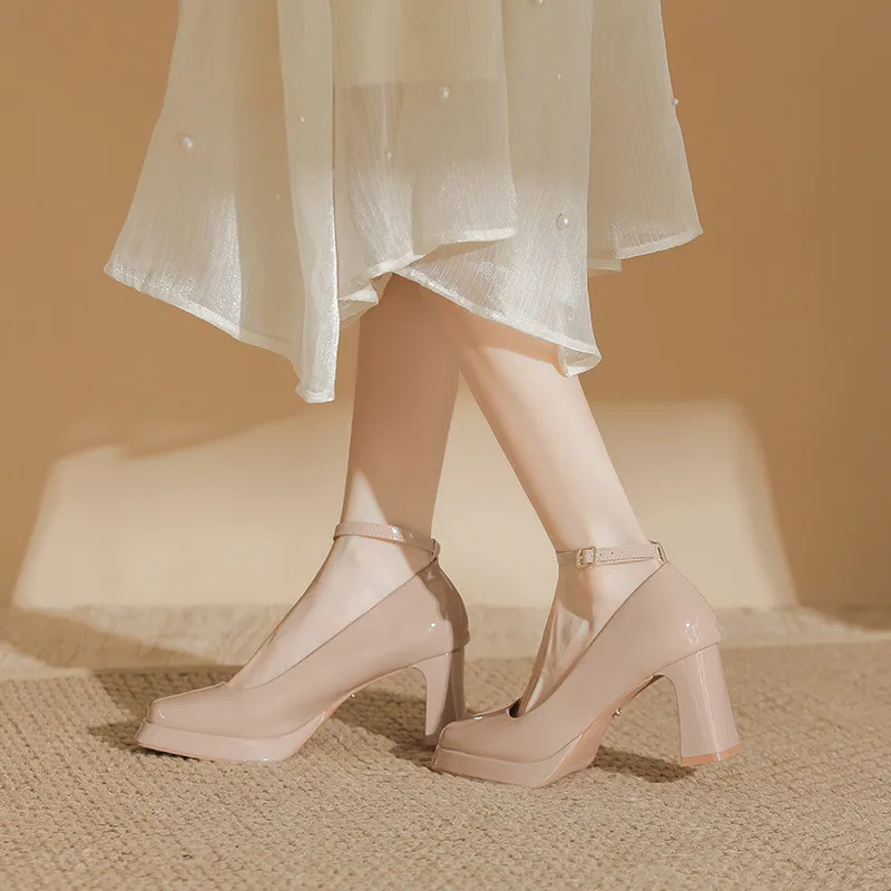 Fashionable Button Mary Jane Shoes-1