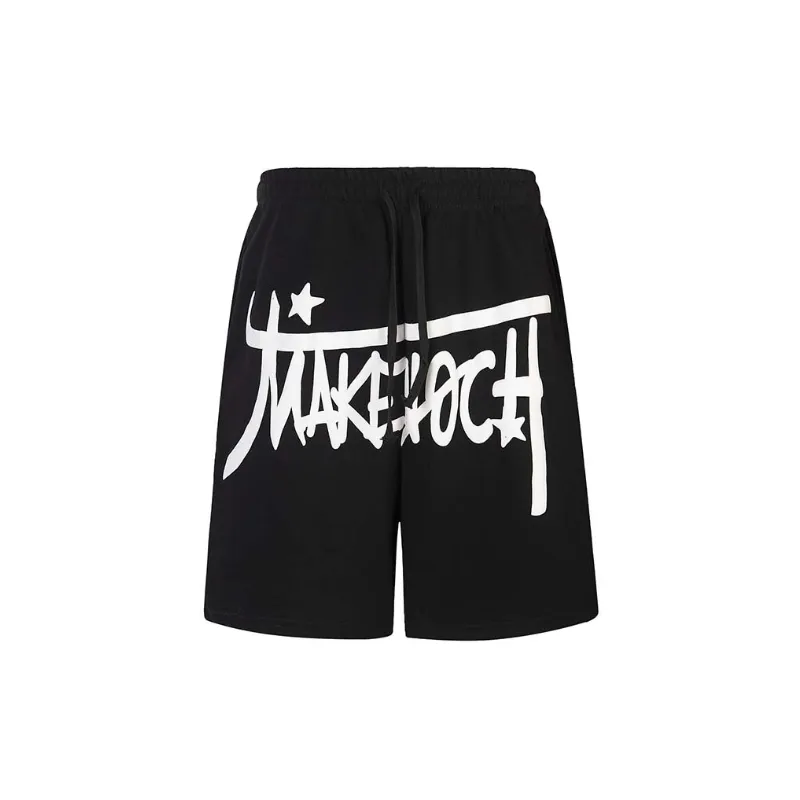Loose Casual Versatile Letter Print Sports Shorts-0