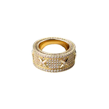 Vintage Full Zircon Ring Copper Plated Real Gold