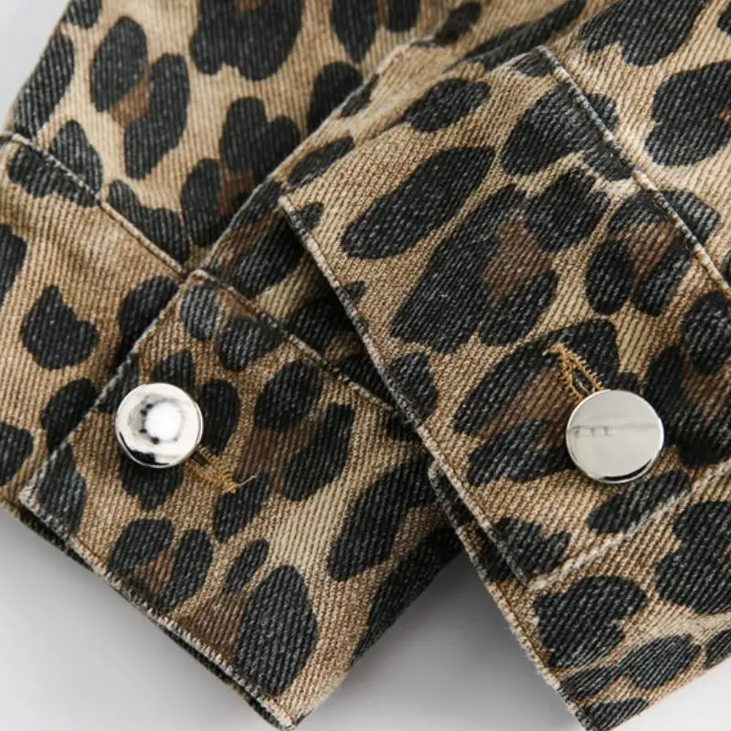 Retro Leopard Washed Ripped Cotton Jacket-6