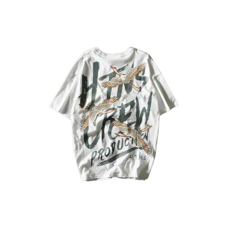 Trendy Hip Hop Printed Short sleeved Loose T shirt-1