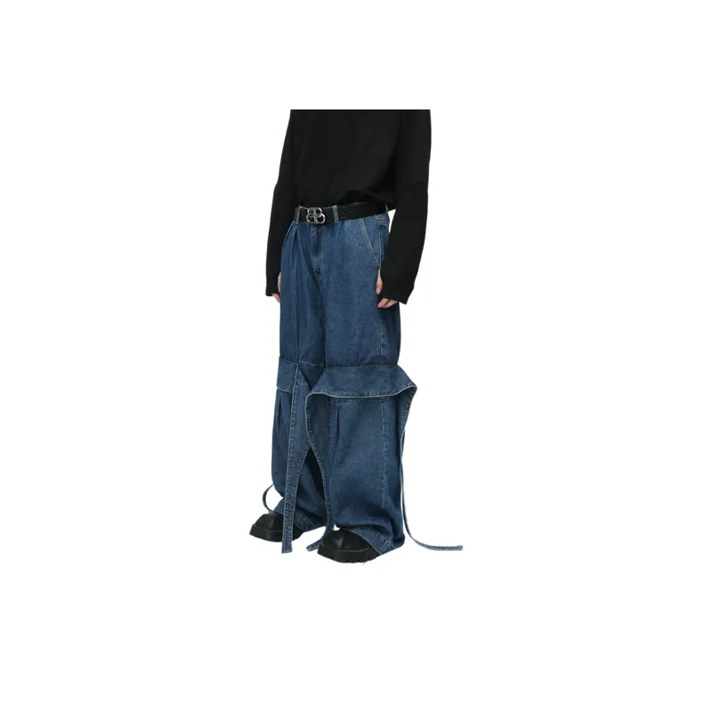 Niche Deconstruction Design Loose Washed Jeans-1
