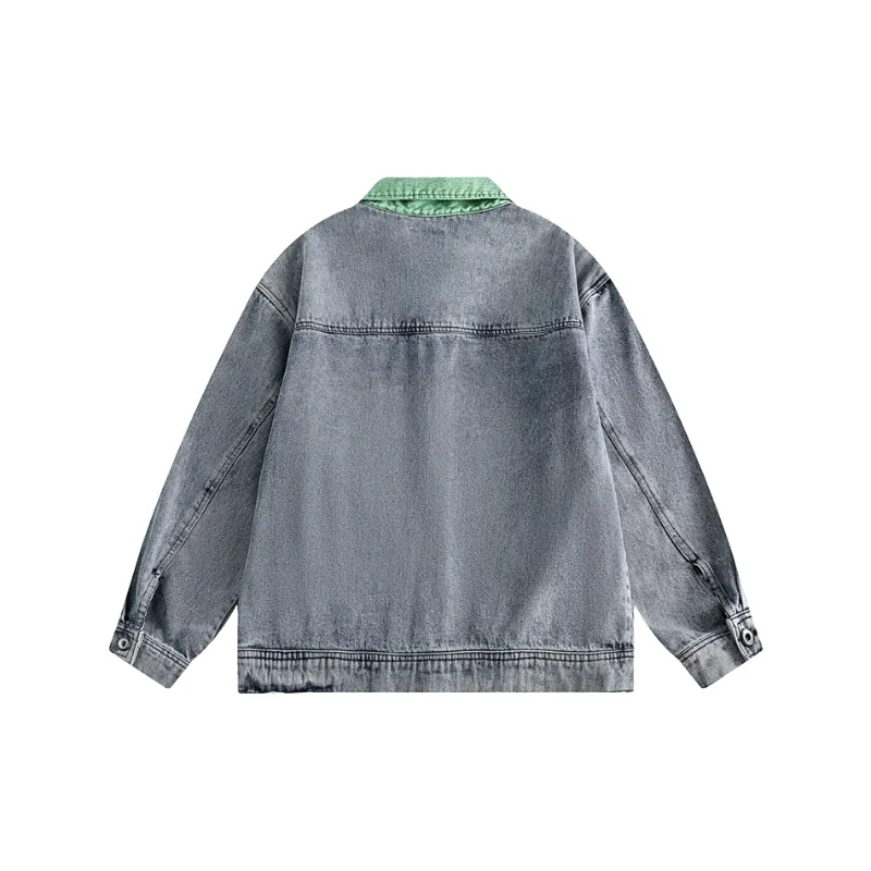 Retro Butterfly Embroidered Washed Denim Jacket-1