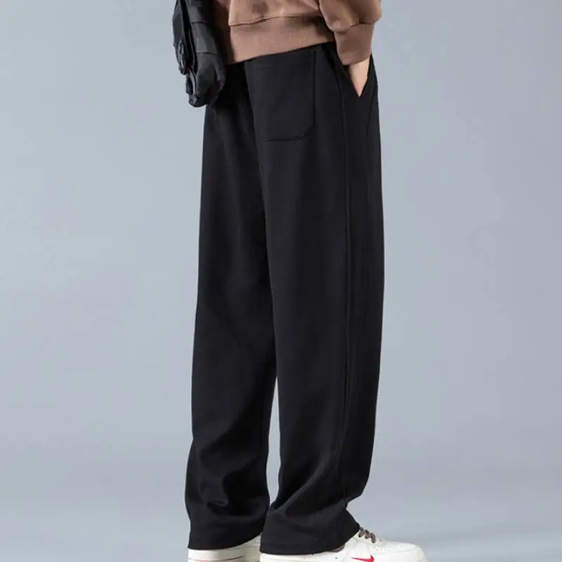 Loose Straight Leg Polyester Casual Pants-11