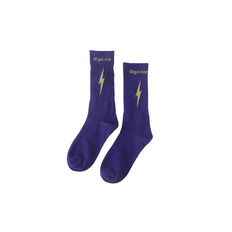 Sporty Plain Combed Cotton Mid Calf Sock-0