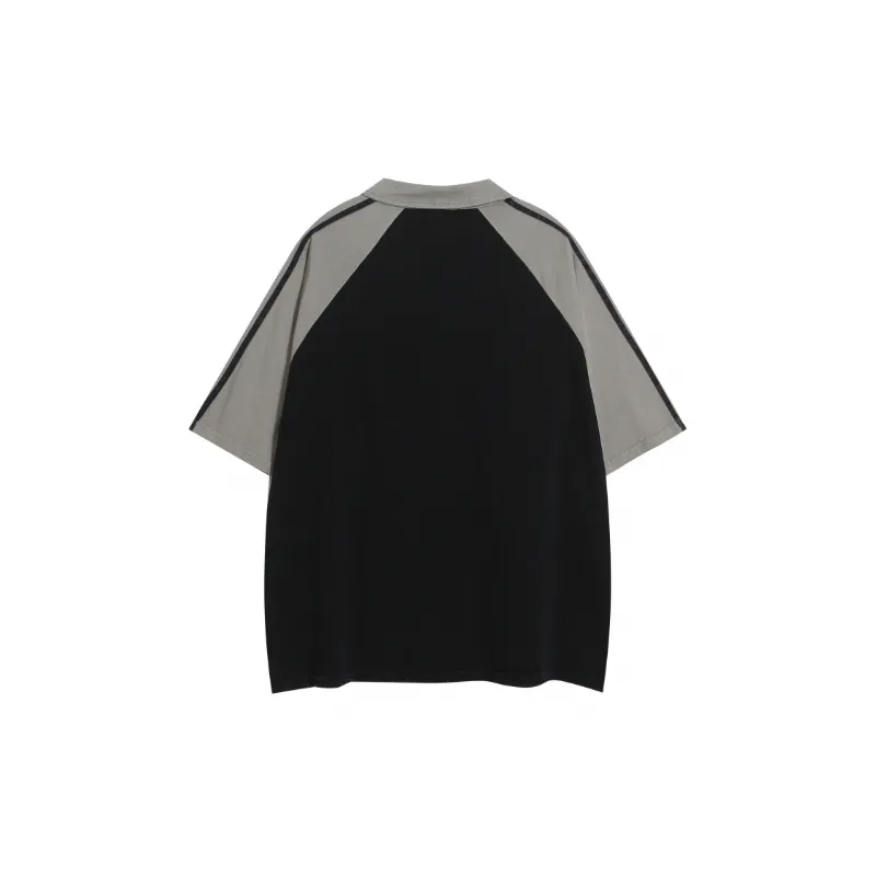Trendy Retro Contrast Polo T Shirt-1