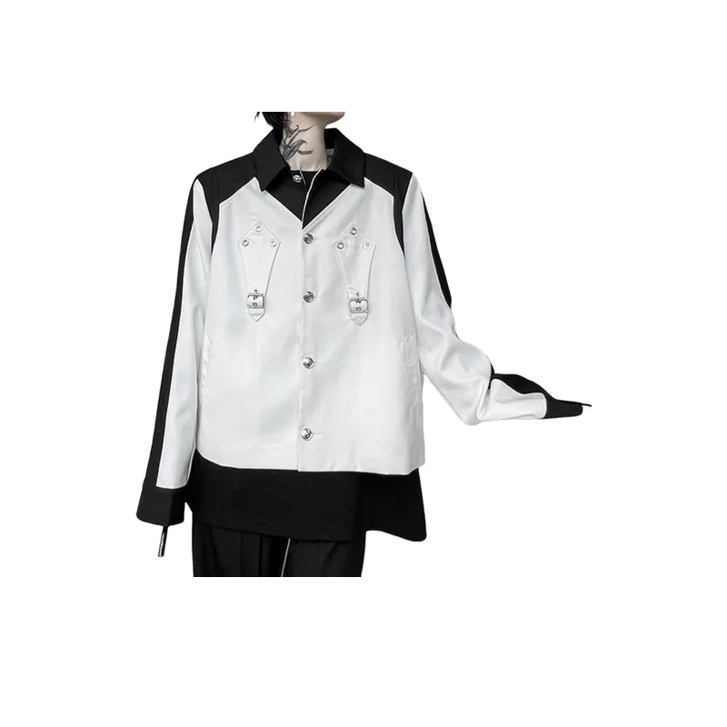 Black and White Stitching Contrast Color Jacket-0