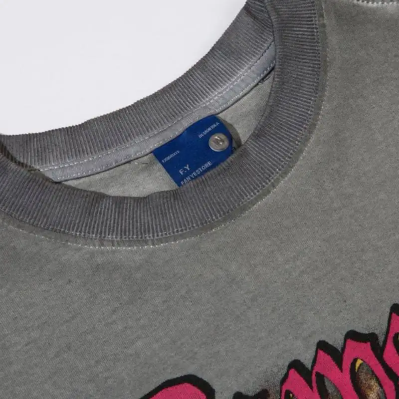 Loose Washed Round Neck T Shirt-4