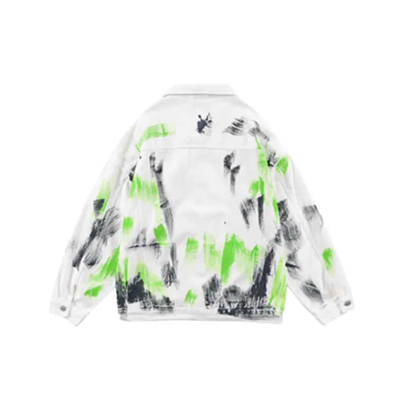 Casual Loose Multi Pocket Tie Dye Splash Ink Jacket-1