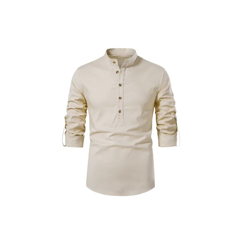 Fashionable Plain Cotton Blended Fabric Shirt-6