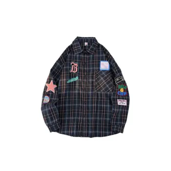 Casual Embroidered Plaid Shirt