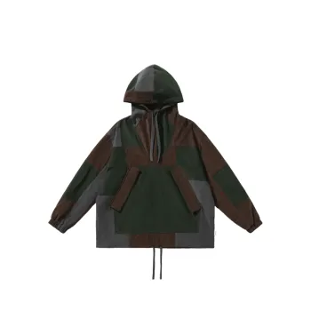 Vintage Contrast Stitching Corduroy Hooded Jacket
