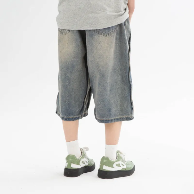 Retro Distress Denim Shorts-2
