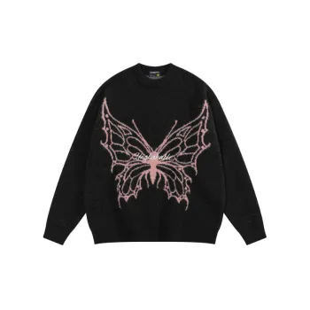 New Arrival High Street Butterfly Printed Round Neck Loose Hoodie