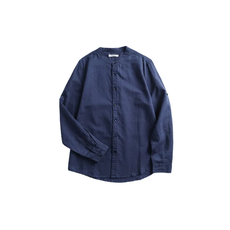 Retro Simple Linen Blend Fabric Shirt-6