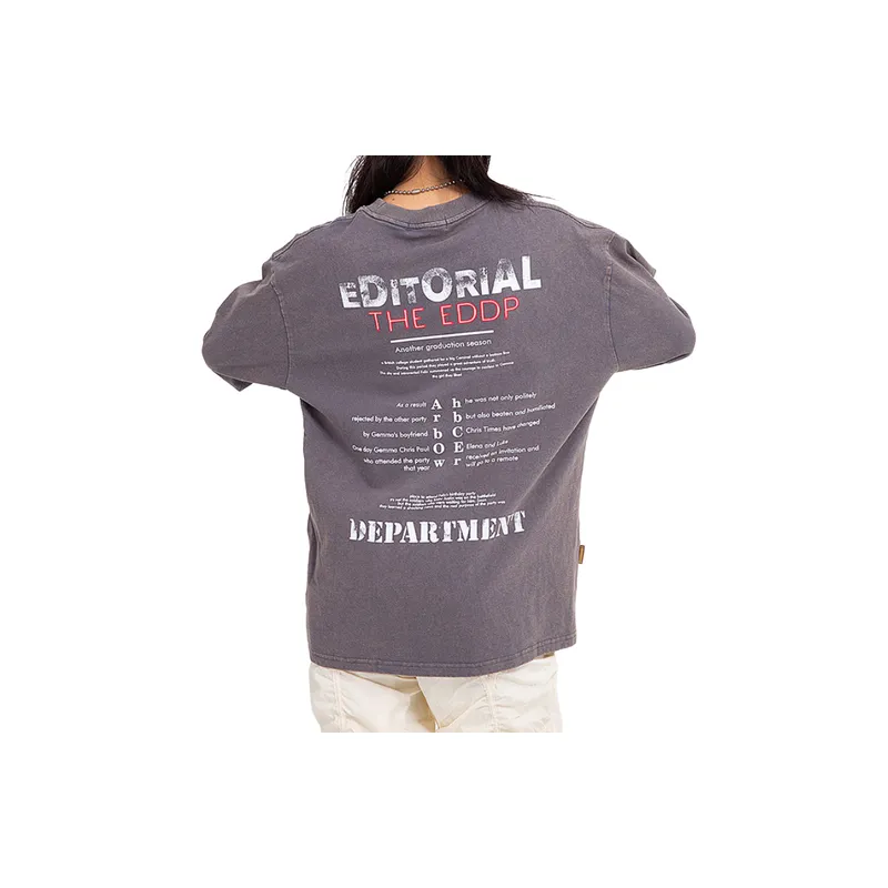 Vintage Distressed Wash Long Sleeve T shirt-7