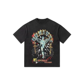 High Street Nirvana Angel Rock Band Fun Printing Loose T shirt