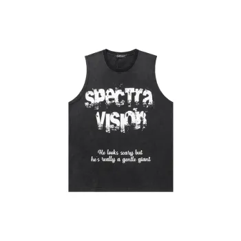 Retro Fashion Washed Abstract Character Letter Printing Vest