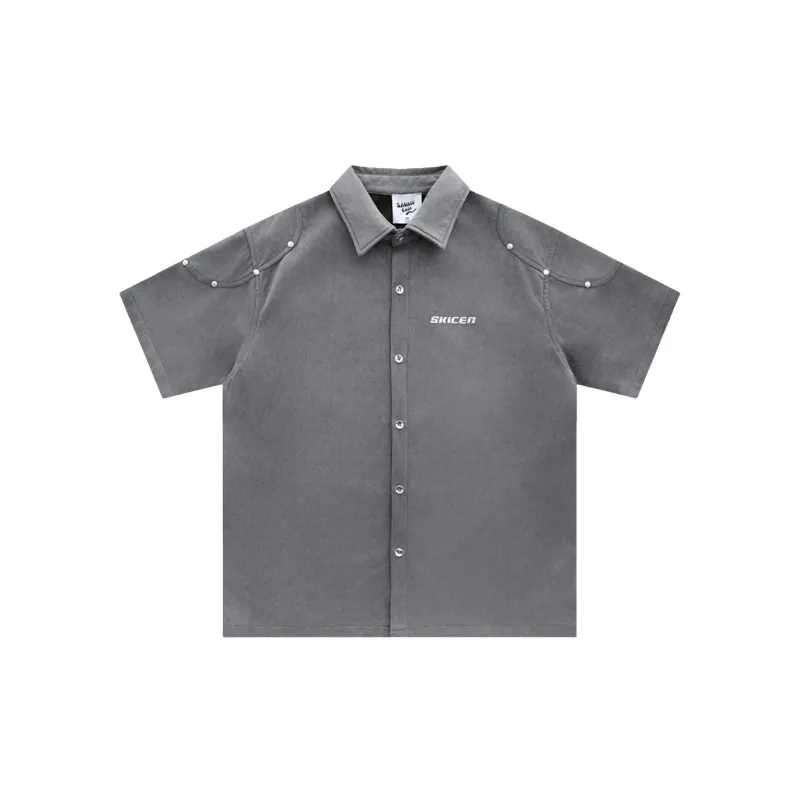 Loose Casual Metal Suede Shirt-0