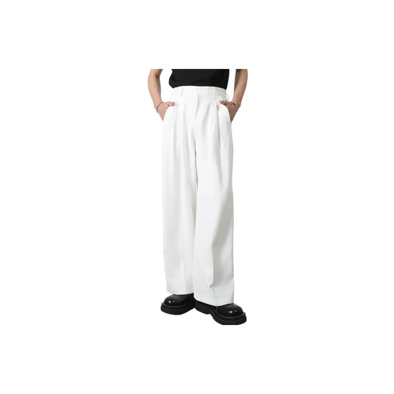 Casual Loose Blended Synthetic Fabrics Suit Trousers-1
