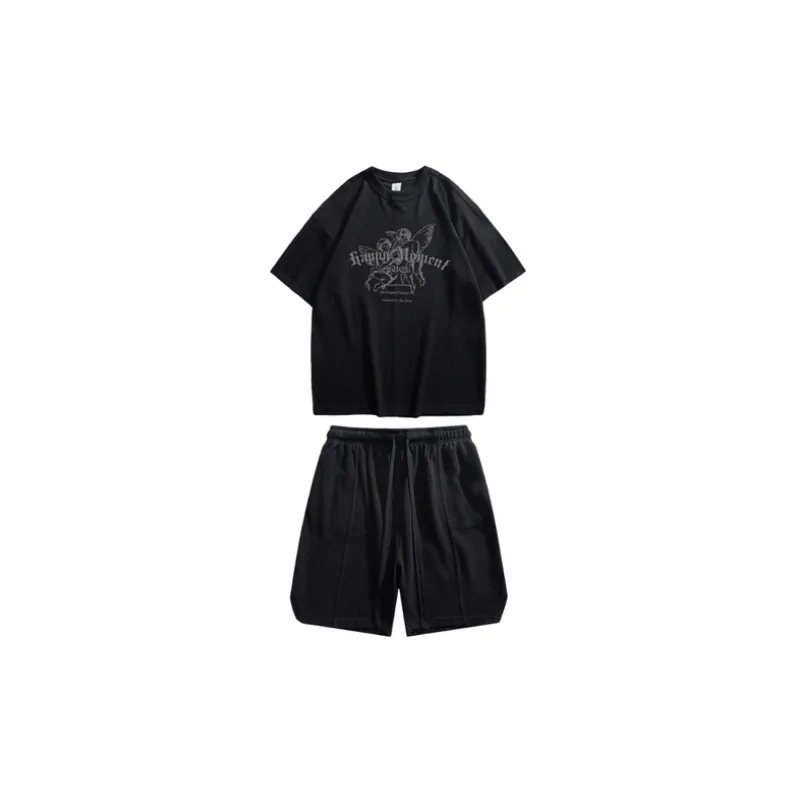 Versatile Short Sleeved T Shirt Couple Set-0