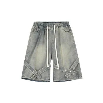Trendy Hip hop Denim Shorts with Straps
