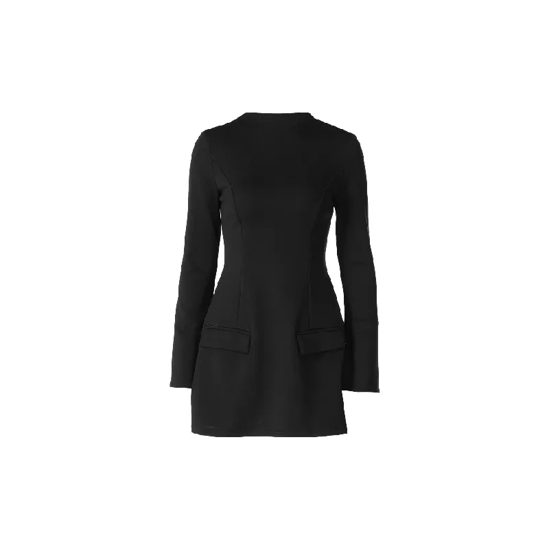 Simple Plain Polyester Dress Women-0