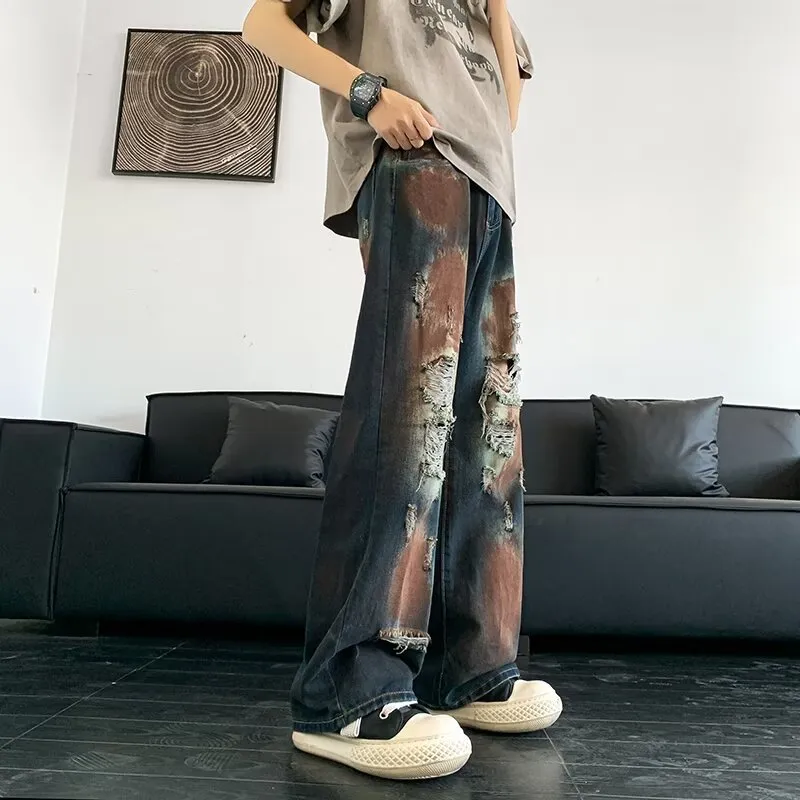 Fashionable Loose Straight Leg Jeans-1